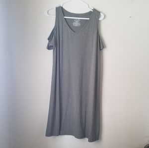 Dusty olive cold shoulder dress